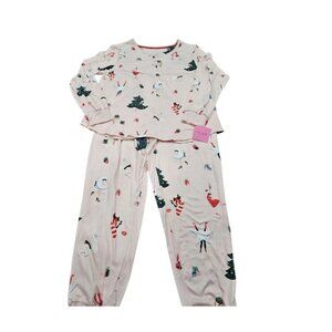 Kate Spade KS92719F Pink Party 681 Knit Cropped Pajama Set Size Large